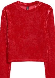❤H&M Divided Red Velvet Long Sleeved Crop Top❤
